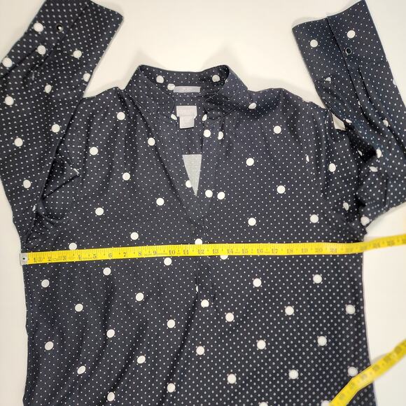 Chico’s No Iron Polka Dot Tunic Top Black White Size 2.5 (14) - Picture 5 of 10